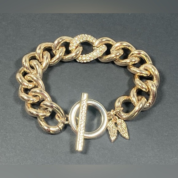 Victoria's Secret Jewelry - Victoria's Secret Angel Golden Crystal Link Chain Bracelet 7.5”